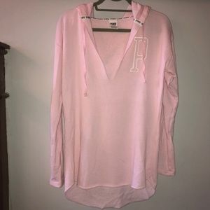 VS Pink Split Neck Tunic Hoodie
